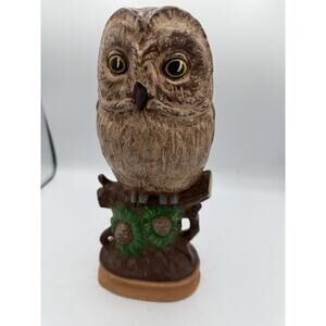 Vintage Hand-Painted Ceramic Owl Figurine – 11” Tall Woodland Décor